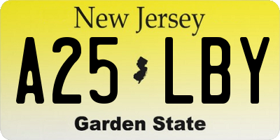 NJ license plate A25LBY