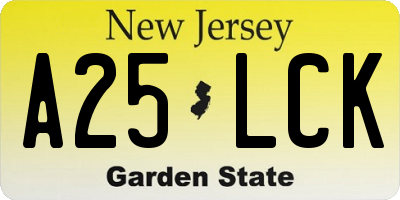NJ license plate A25LCK