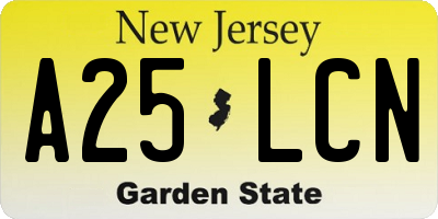 NJ license plate A25LCN