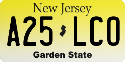 NJ license plate A25LCO