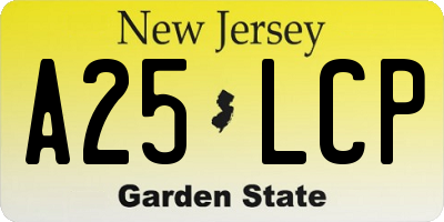 NJ license plate A25LCP