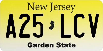 NJ license plate A25LCV