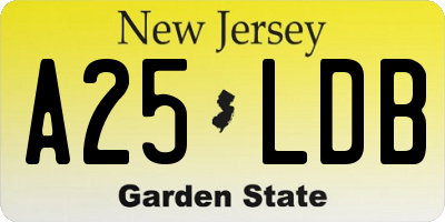 NJ license plate A25LDB