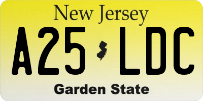 NJ license plate A25LDC