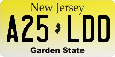 NJ license plate A25LDD