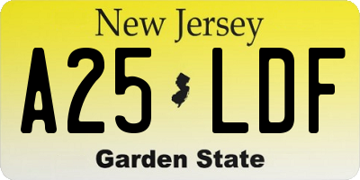 NJ license plate A25LDF