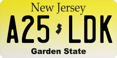 NJ license plate A25LDK