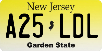 NJ license plate A25LDL
