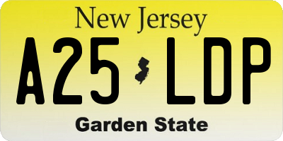 NJ license plate A25LDP