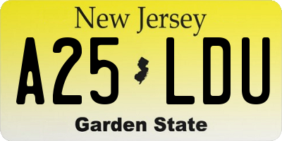 NJ license plate A25LDU