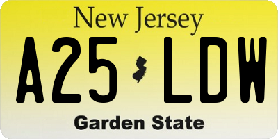 NJ license plate A25LDW