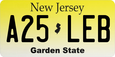 NJ license plate A25LEB