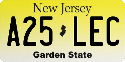 NJ license plate A25LEC