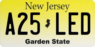 NJ license plate A25LED