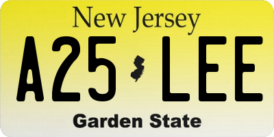 NJ license plate A25LEE