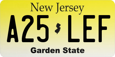 NJ license plate A25LEF