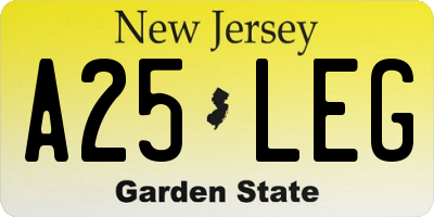 NJ license plate A25LEG