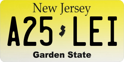 NJ license plate A25LEI
