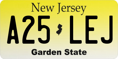 NJ license plate A25LEJ