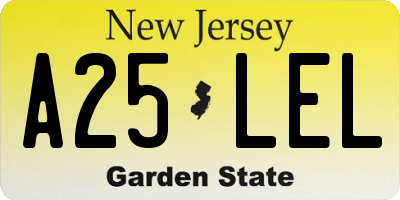 NJ license plate A25LEL