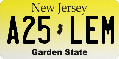 NJ license plate A25LEM