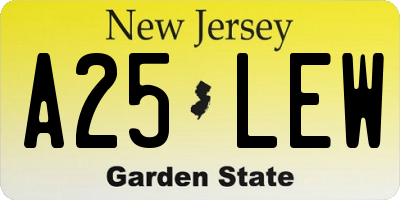 NJ license plate A25LEW