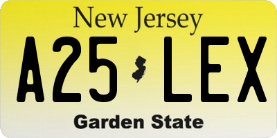 NJ license plate A25LEX