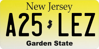 NJ license plate A25LEZ