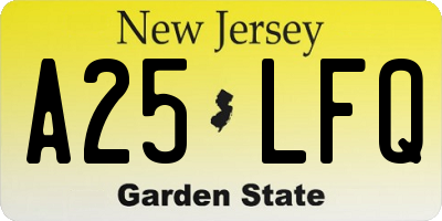 NJ license plate A25LFQ