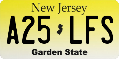 NJ license plate A25LFS