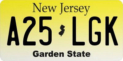 NJ license plate A25LGK