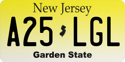 NJ license plate A25LGL