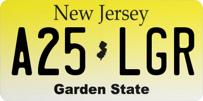 NJ license plate A25LGR