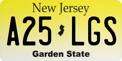 NJ license plate A25LGS