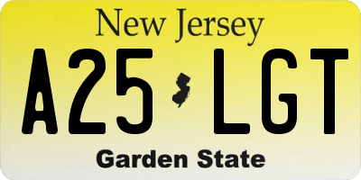 NJ license plate A25LGT