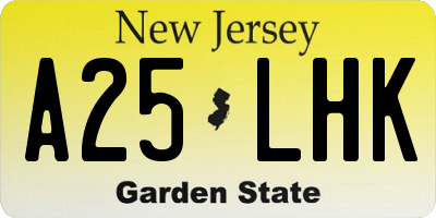 NJ license plate A25LHK
