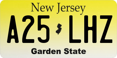 NJ license plate A25LHZ
