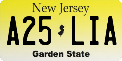 NJ license plate A25LIA