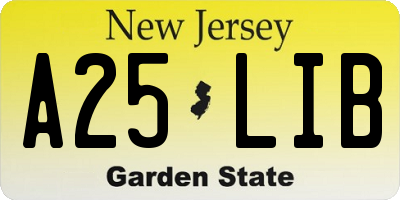 NJ license plate A25LIB
