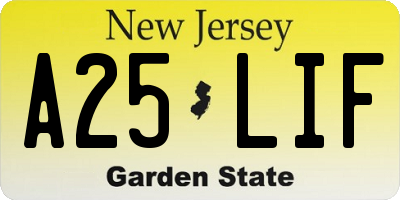 NJ license plate A25LIF