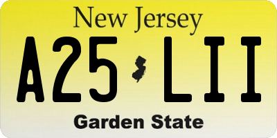 NJ license plate A25LII