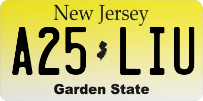 NJ license plate A25LIU