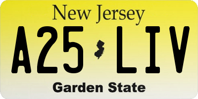 NJ license plate A25LIV