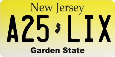 NJ license plate A25LIX