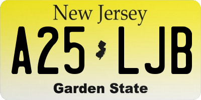 NJ license plate A25LJB