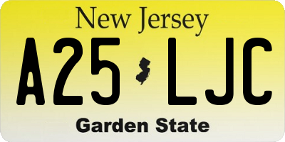 NJ license plate A25LJC