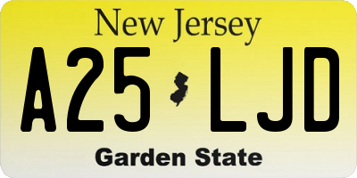NJ license plate A25LJD