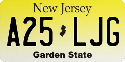 NJ license plate A25LJG