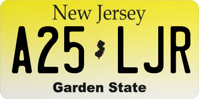 NJ license plate A25LJR