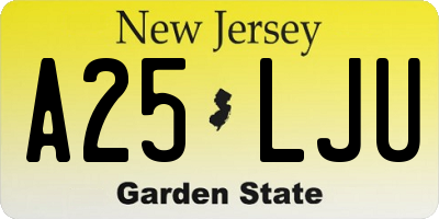 NJ license plate A25LJU